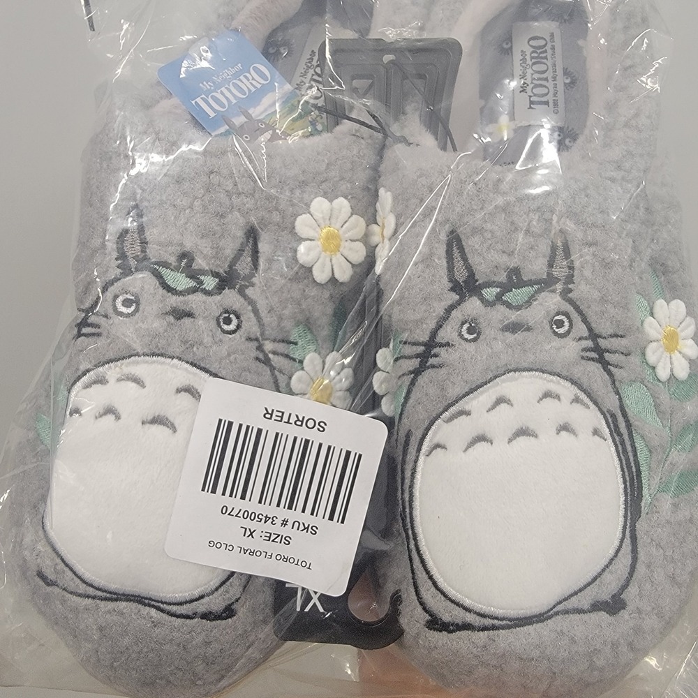 NEW Studio Ghibli My Neighbor Totoro‎ Fluffy Fuzzy Floral Clog Slippers Size XL